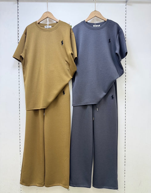 Round Neck Short Sleeves Pullover With Pant Sets